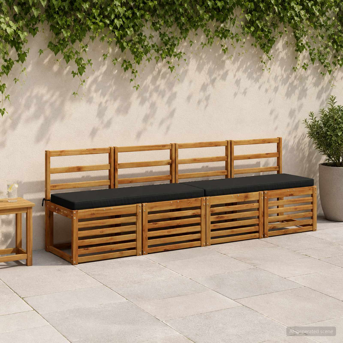 2-Piece Bench Cushions VUGHT 2 pcs 100% Polyester Black