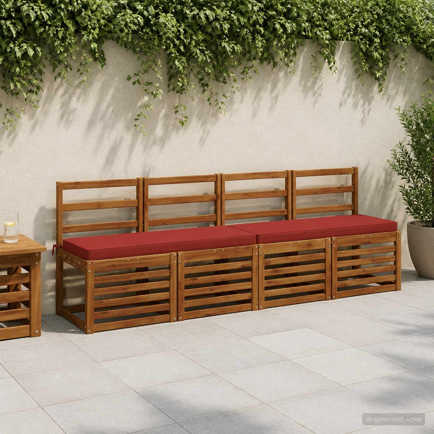 1-Piece Bench Cushion VUGHT 100% Polyester Red 100 x 40 x 5 cm