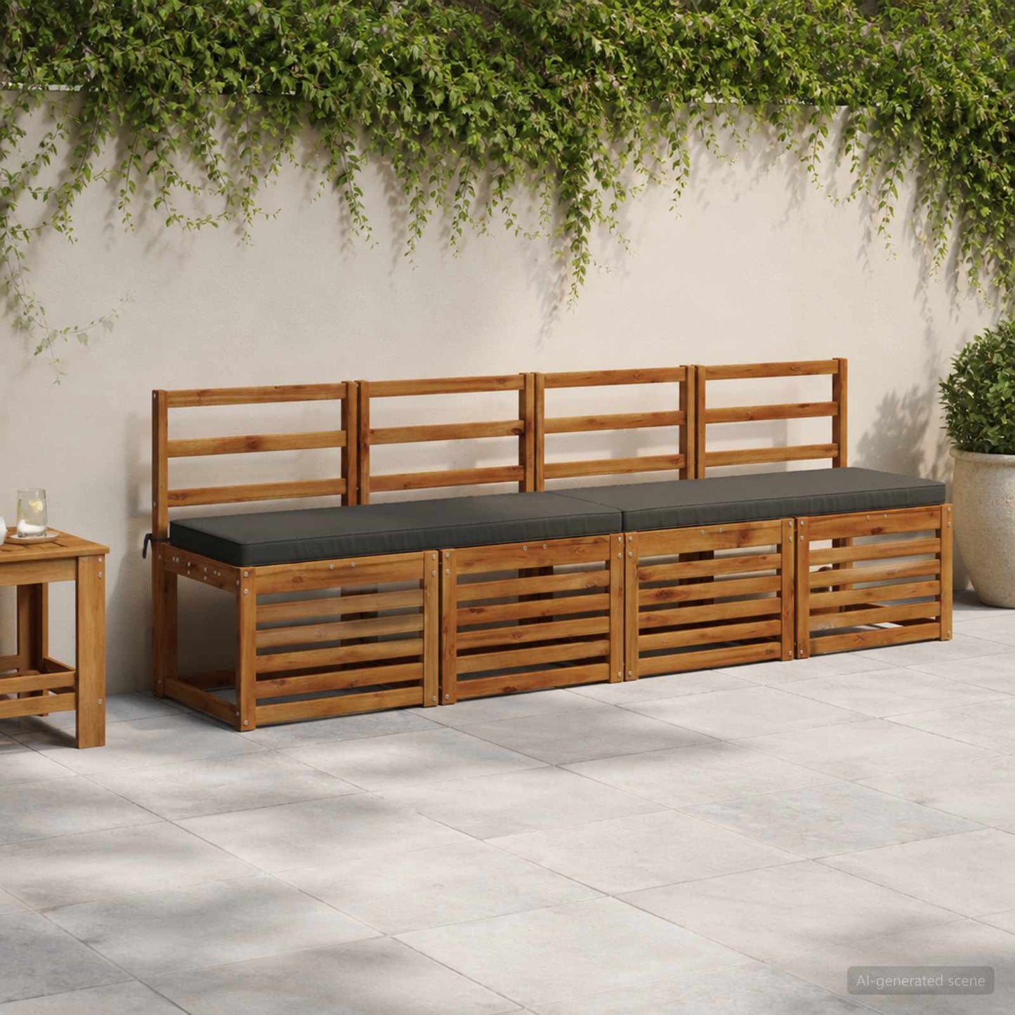 1-Piece Bench Cushion VUGHT 100% Polyester Anthracite