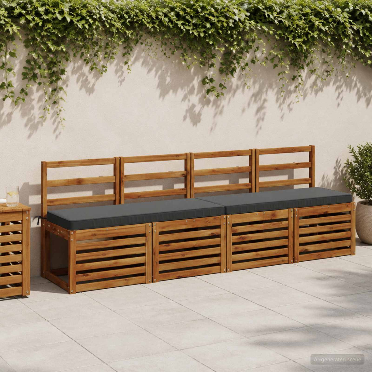 1-Piece Bench Cushion VUGHT 100% Polyester Anthracite