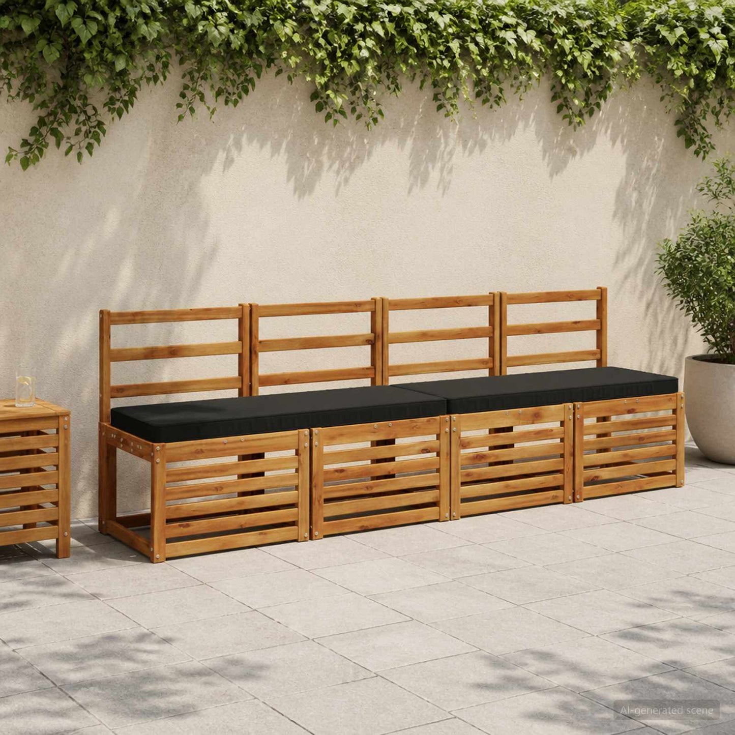 2-Piece Bench Cushions VUGHT 2 pcs 100% Polyester Black