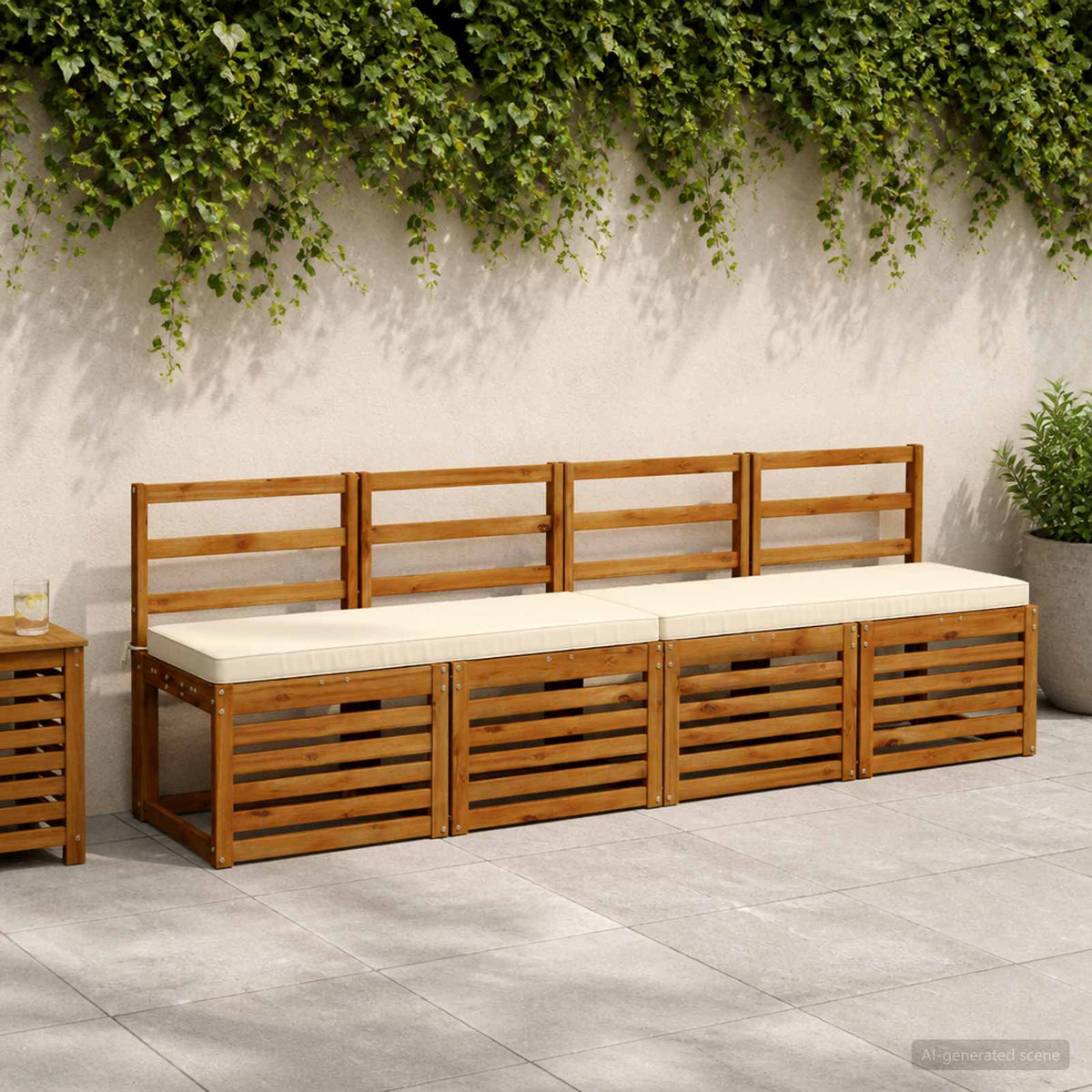 1-Piece Bench Cushion VUGHT 100% Polyester Cream