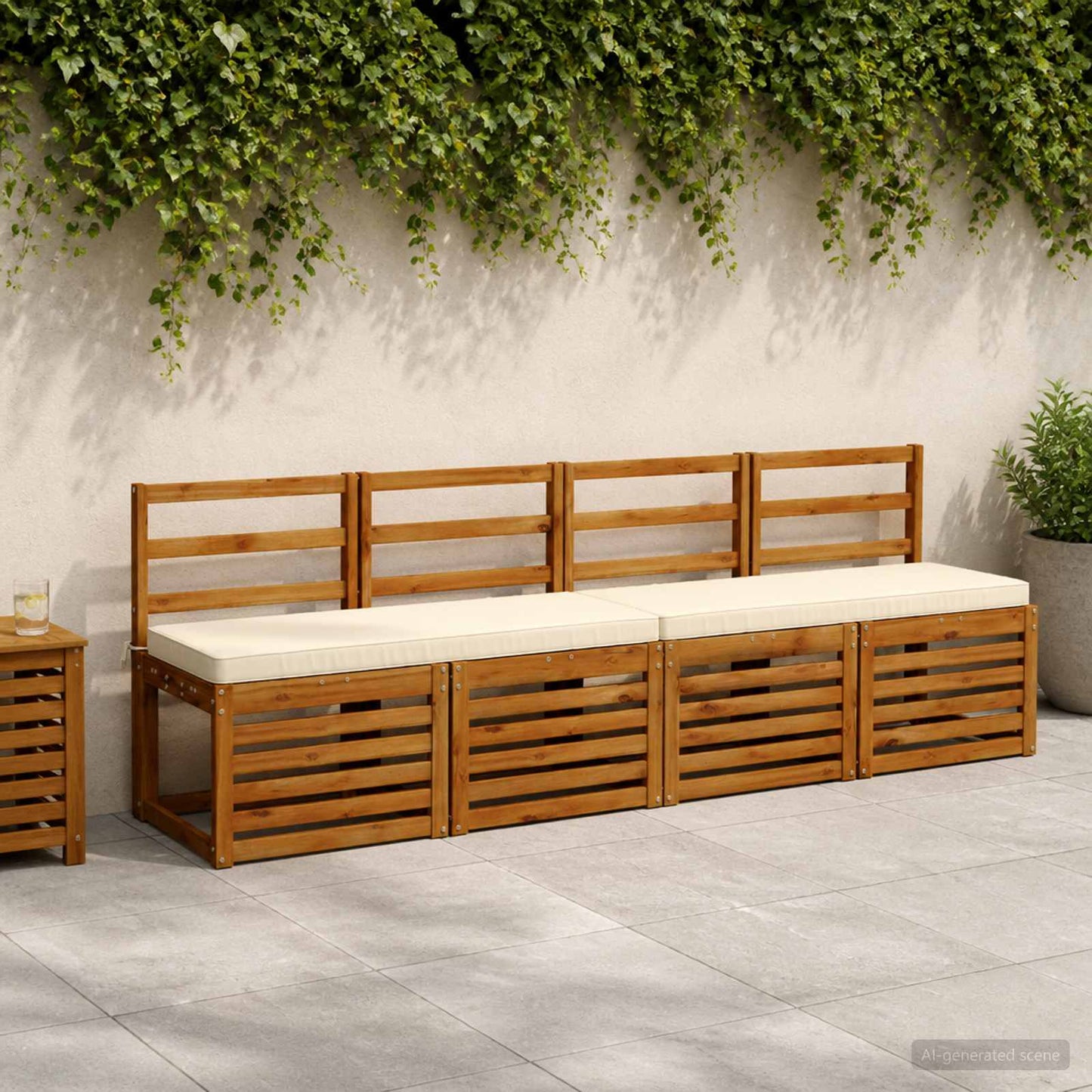2-Piece Bench Cushions VUGHT 2 pcs 100% Polyester Cream