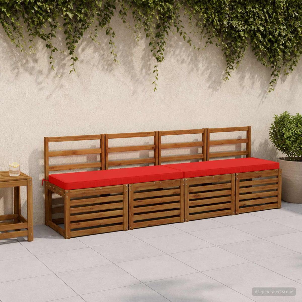 1-Piece Bench Cushion VUGHT 100% Polyester Red 100 x 40 x 5 cm