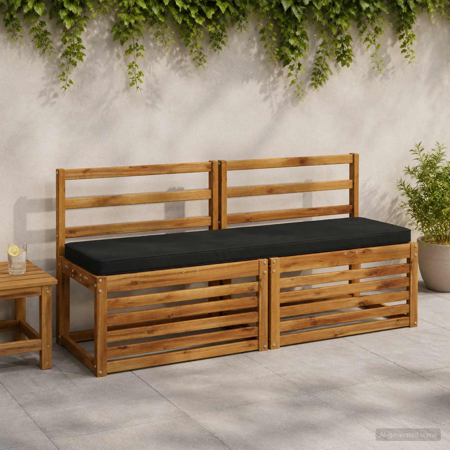 2-Piece Bench Cushions VUGHT 2 pcs 100% Polyester Black
