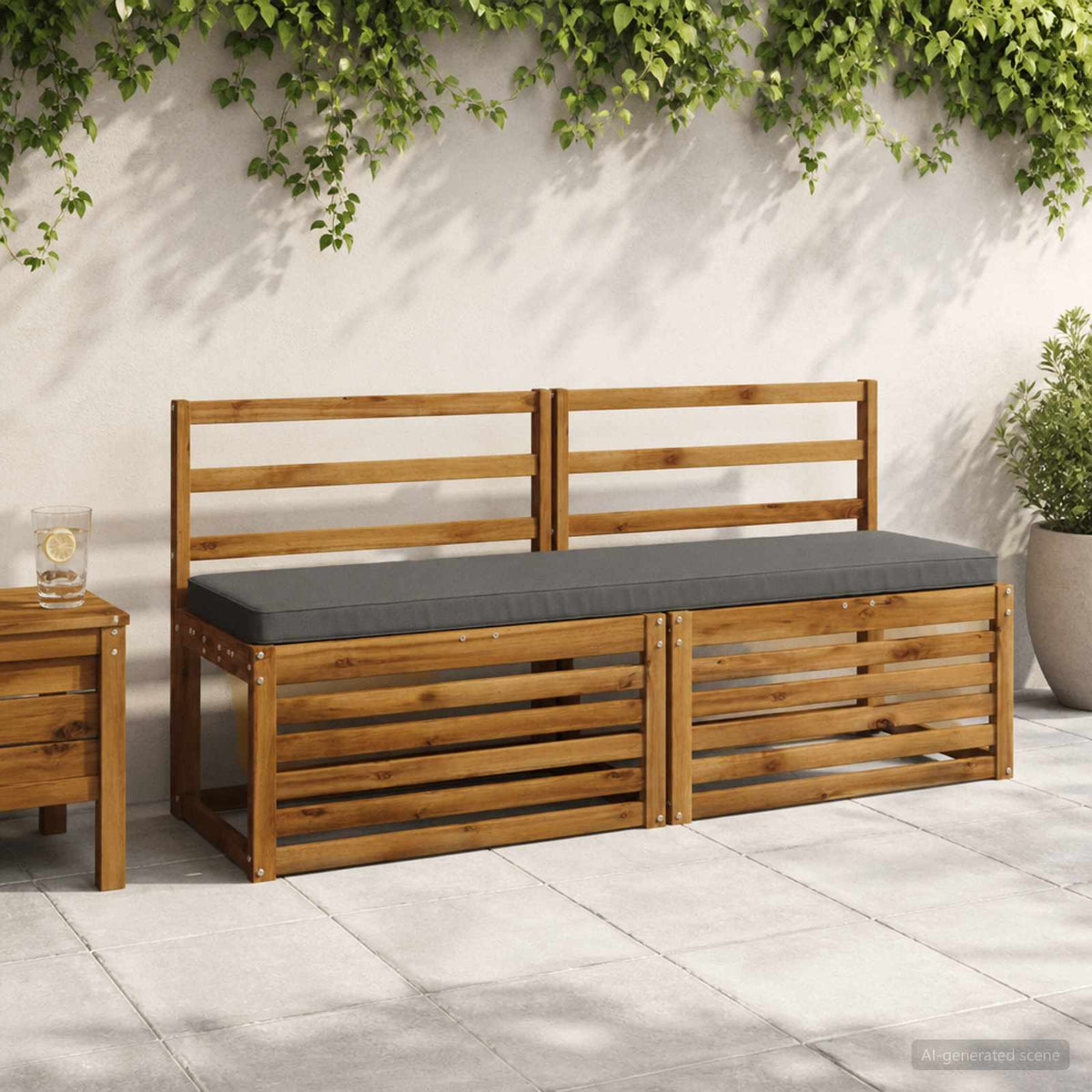 2-Piece Bench Cushions VUGHT 2 pcs 100% Polyester Grey