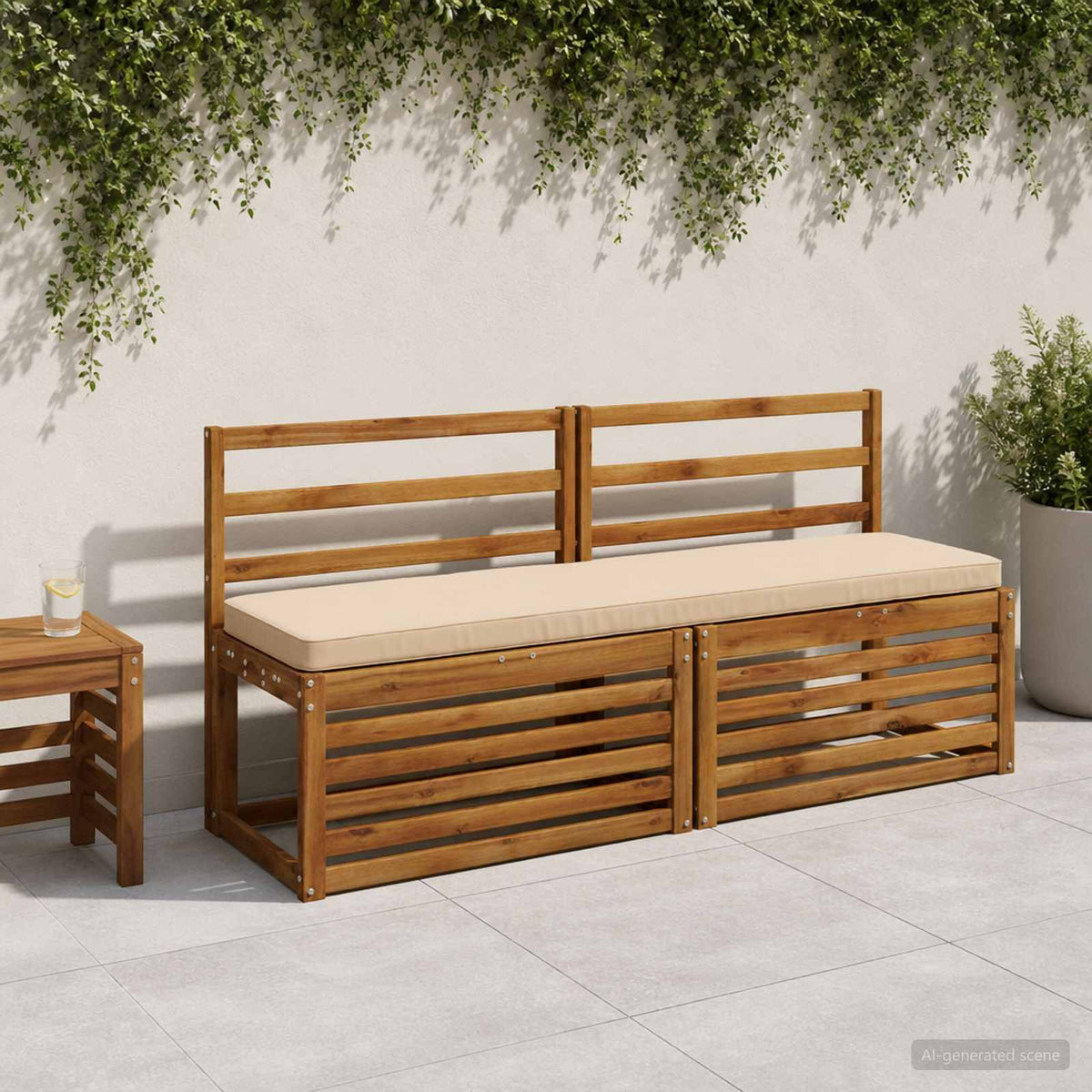 2-Piece Bench Cushions VUGHT 2 pcs 100% Polyester Cream