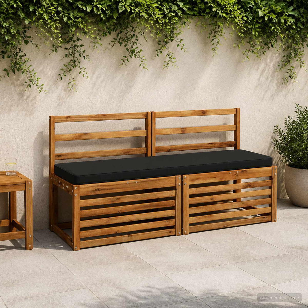 2-Piece Bench Cushions VUGHT 2 pcs 100% Polyester Black