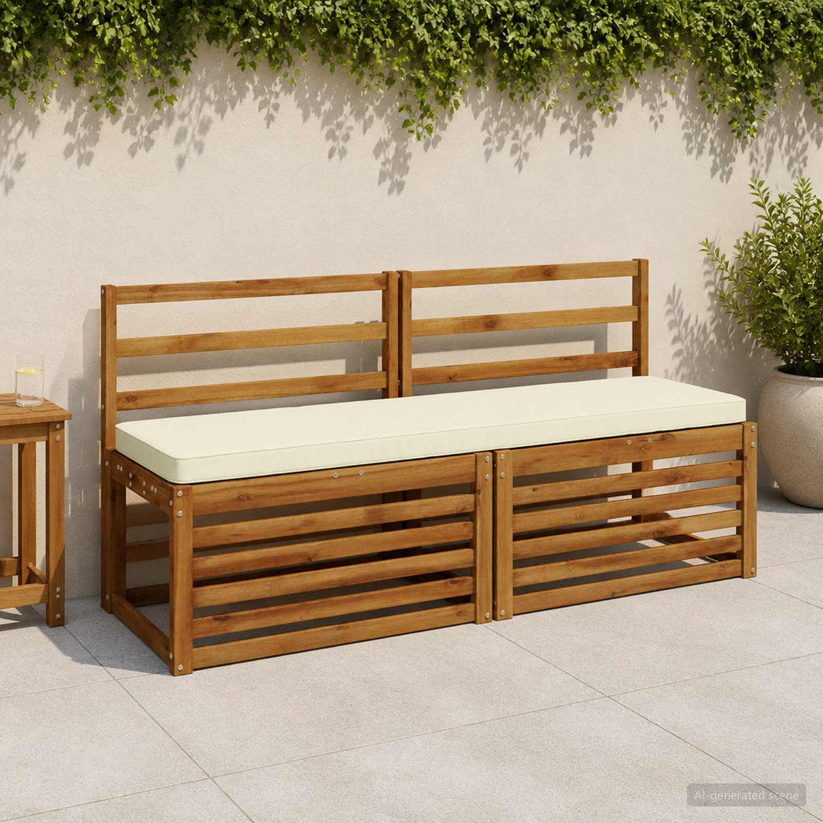 1-Piece Bench Cushion VUGHT 100% Polyester Cream