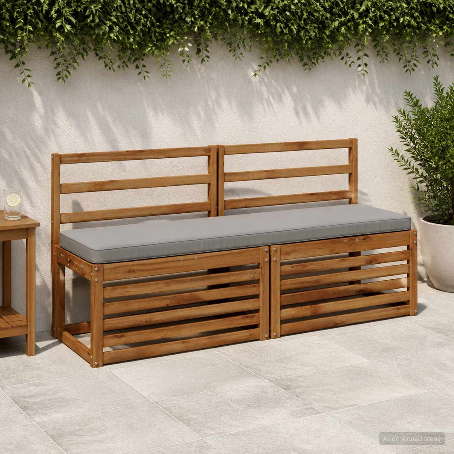 1-Piece Bench Cushion VUGHT 100% Polyester Grey 140 x 40 x 5 cm