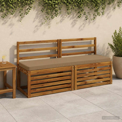 2-Piece Bench Cushions VUGHT 2 pcs 100% Polyester Taupe