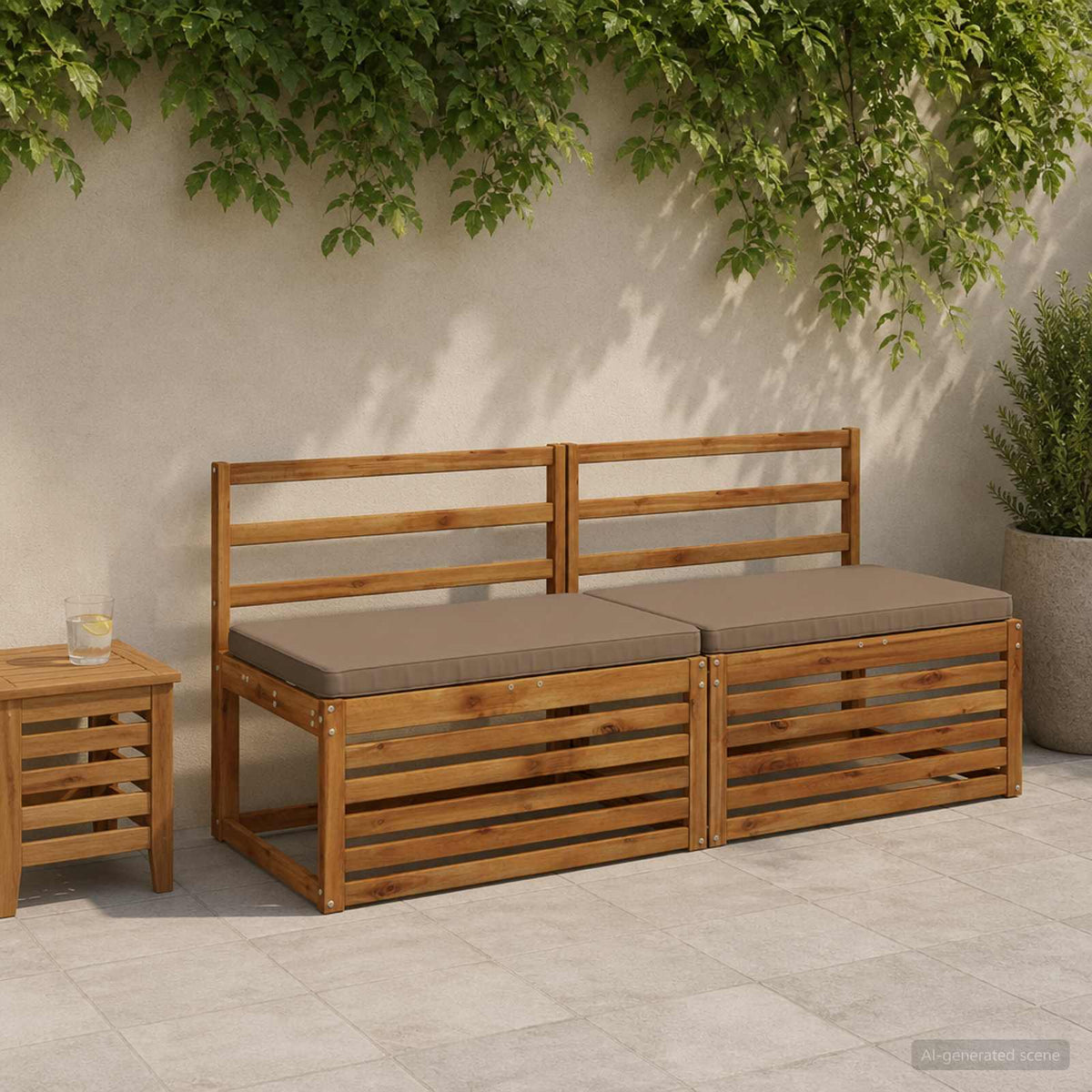 1-Piece Bench Cushion VUGHT 100% Polyester Taupe 60 x 50 x 5 cm
