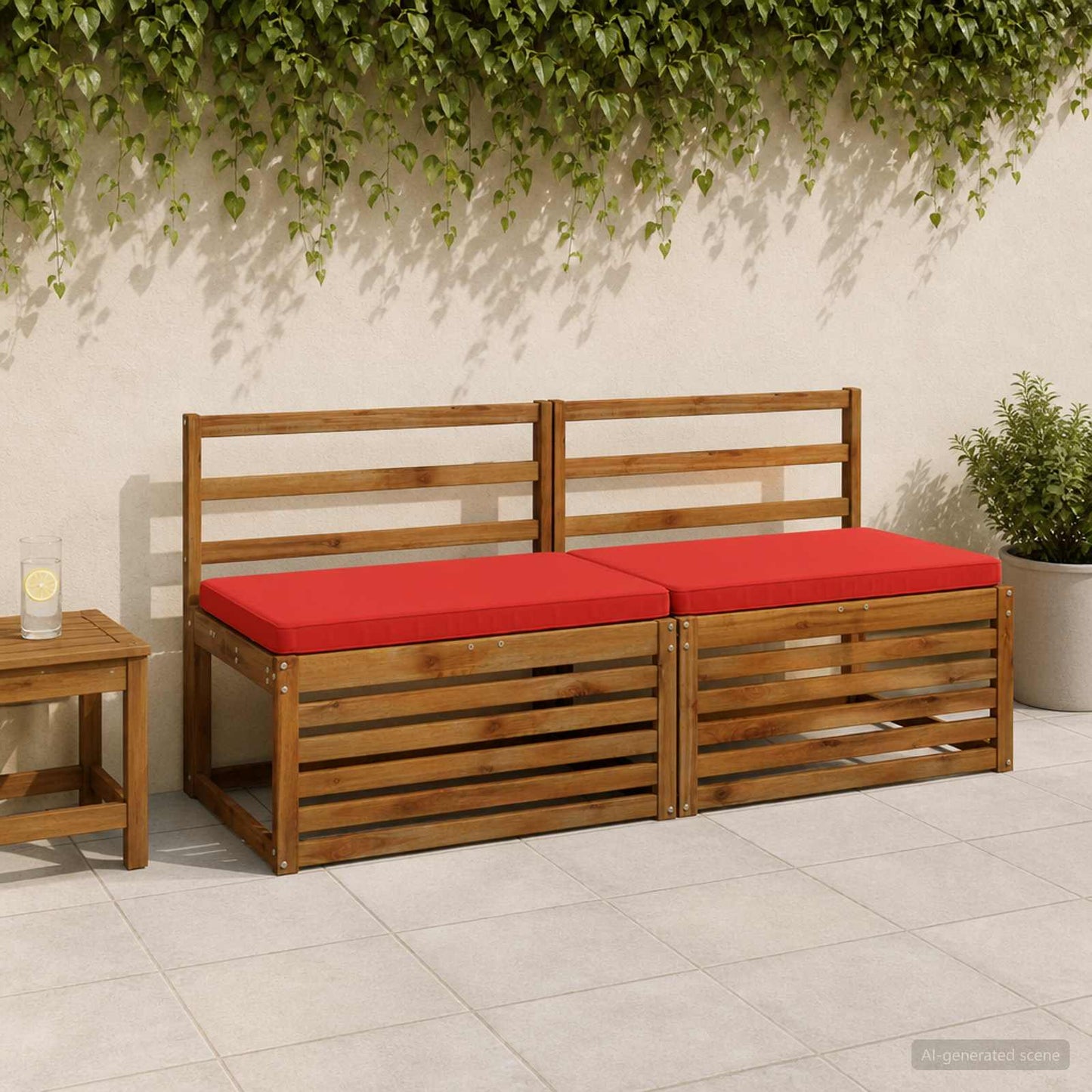 1-Piece Bench Cushion VUGHT 100% Polyester Red 60 x 50 x 5 cm