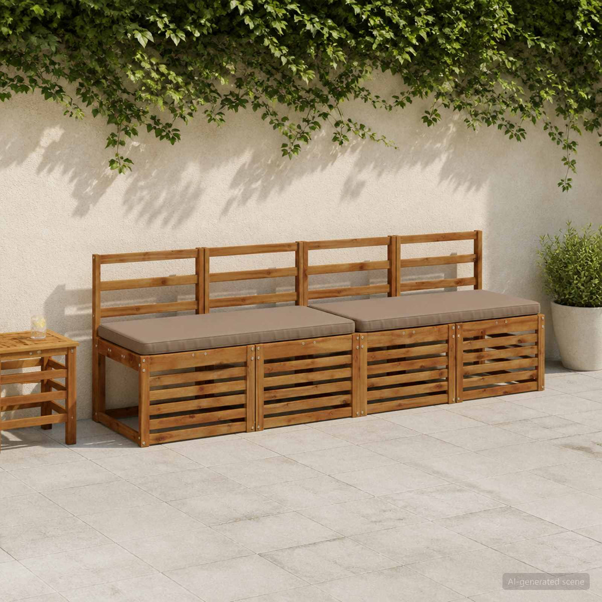 1-Piece Bench Cushion VUGHT 100% Polyester Taupe