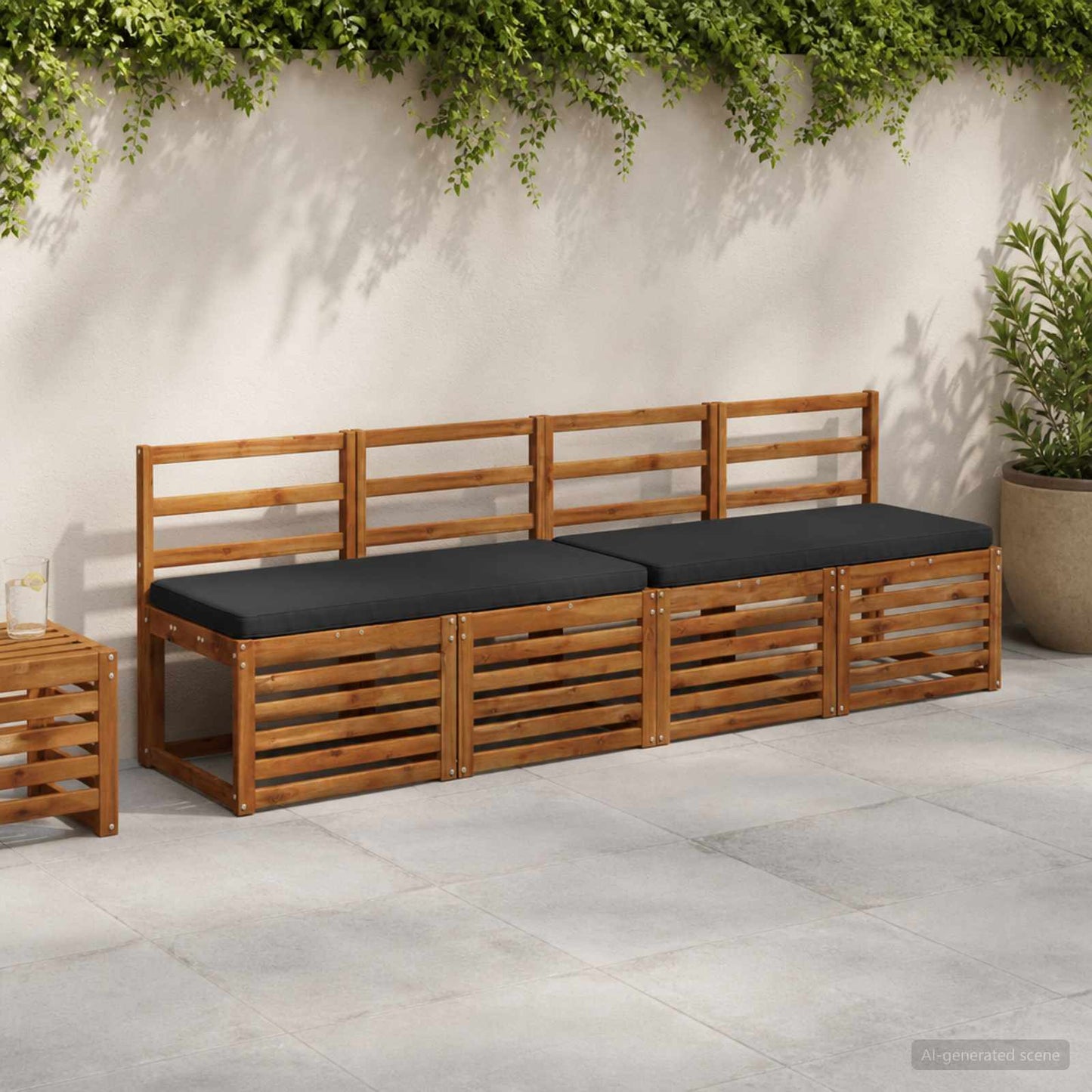 1-Piece Bench Cushion VUGHT 100% Polyester Black