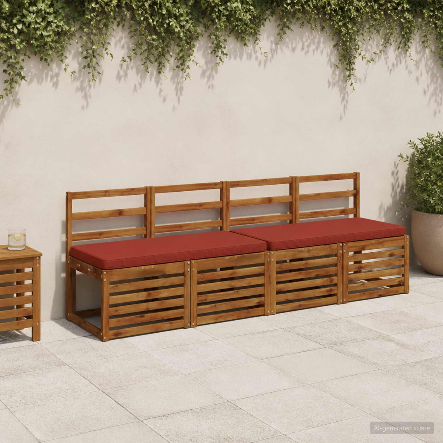 1-Piece Bench Cushion VUGHT 100% Polyester Red 100 x 50 x 5 cm