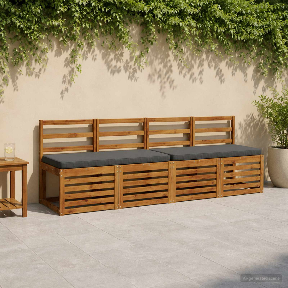 1-Piece Bench Cushion VUGHT 100% Polyester Anthracite
