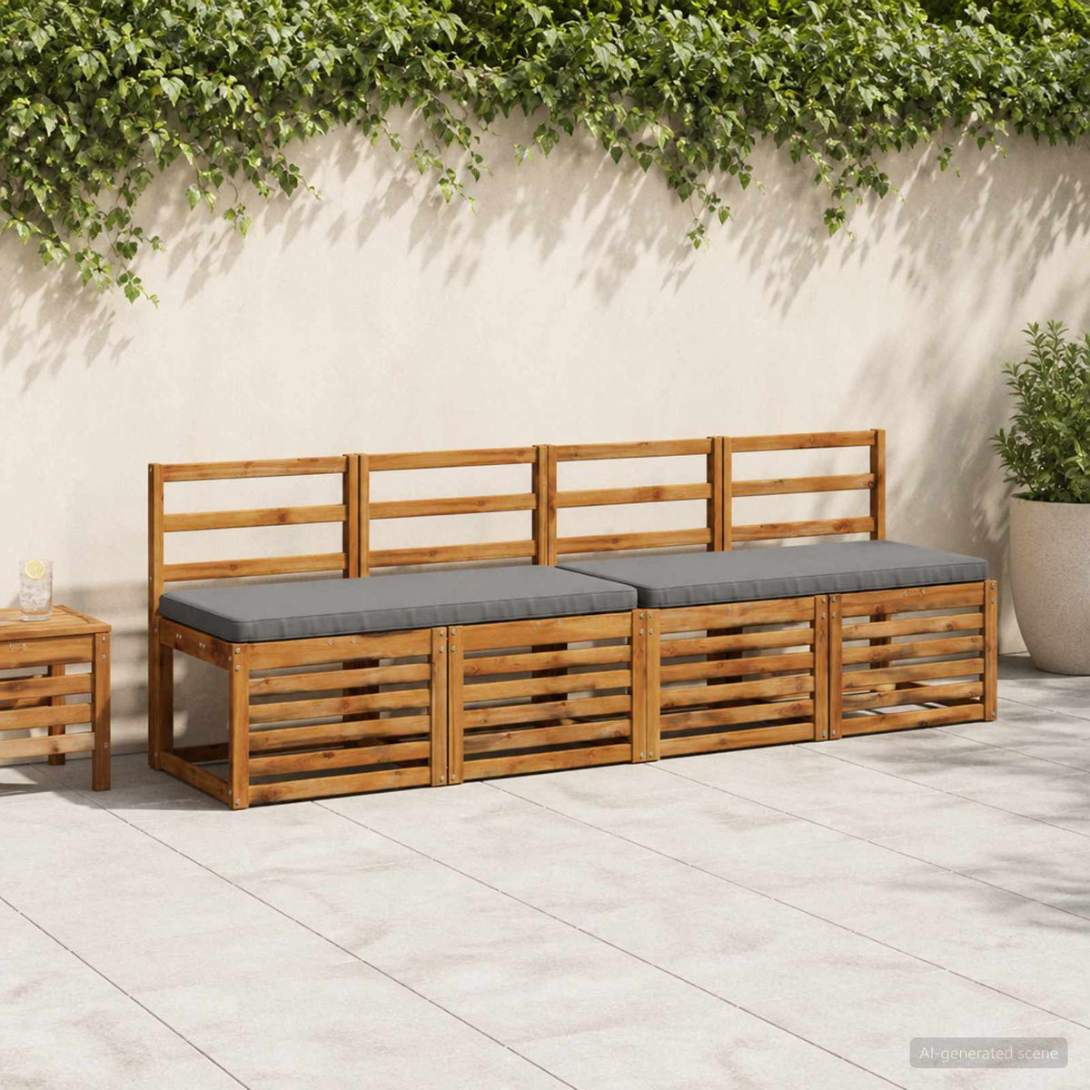 1-Piece Bench Cushion VUGHT 100% Polyester Grey 100 x 50 x 5 cm