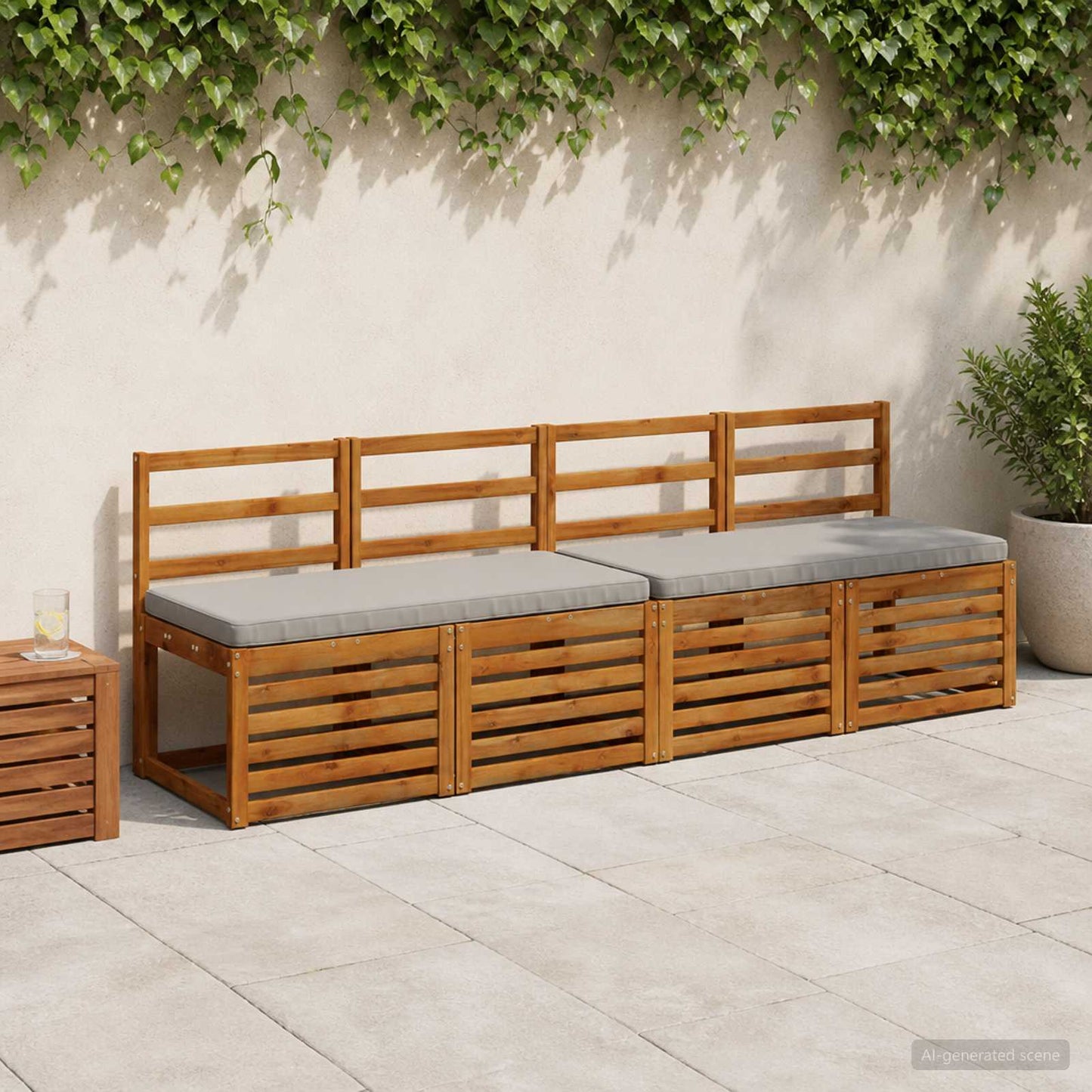 1-Piece Bench Cushion VUGHT 100% Polyester Grey 100 x 50 x 5 cm