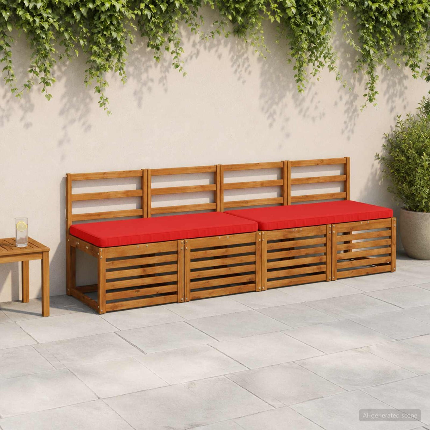 1-Piece Bench Cushion VUGHT 100% Polyester Red 100 x 50 x 5 cm