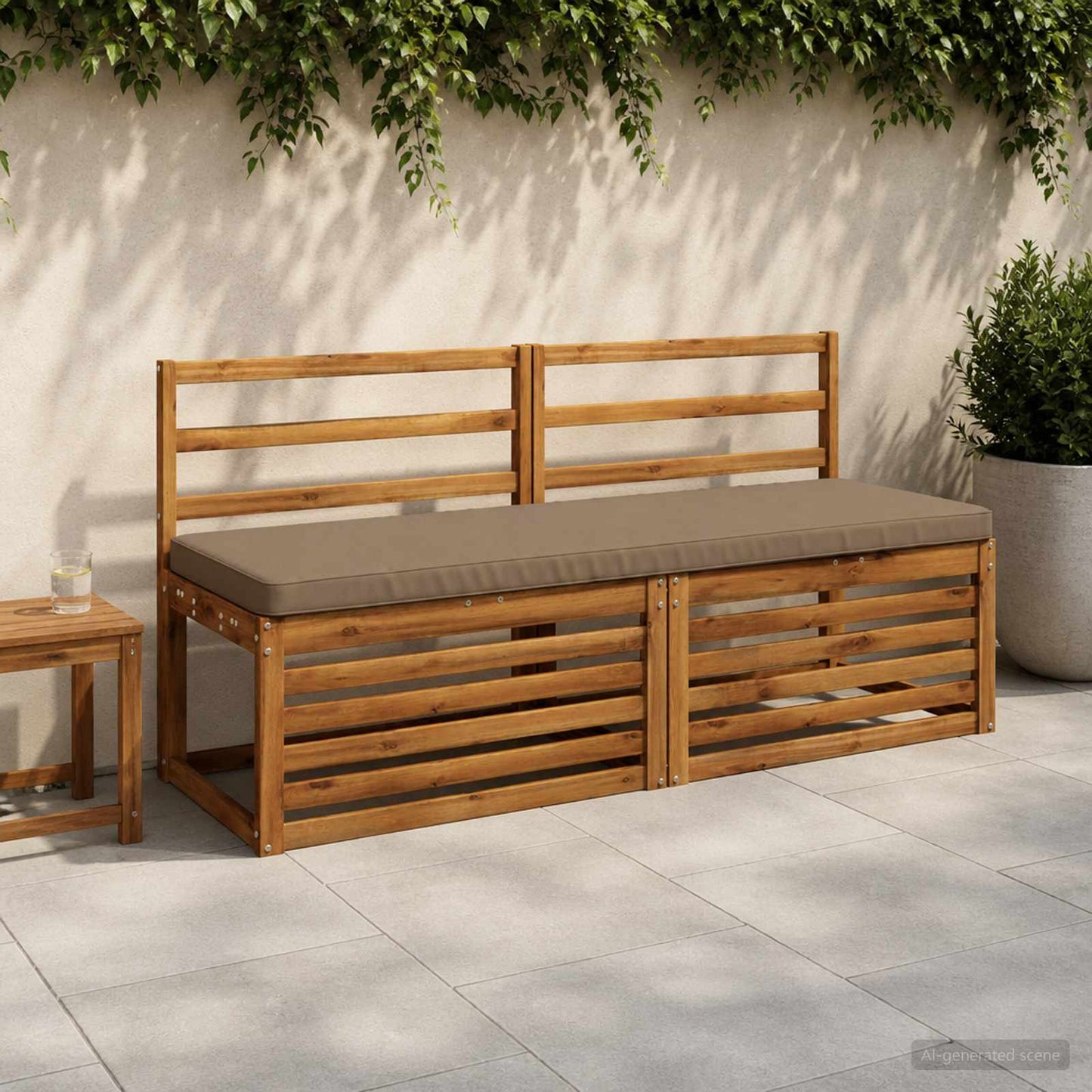 2-Piece Bench Cushions VUGHT 2 pcs 100% Polyester Taupe
