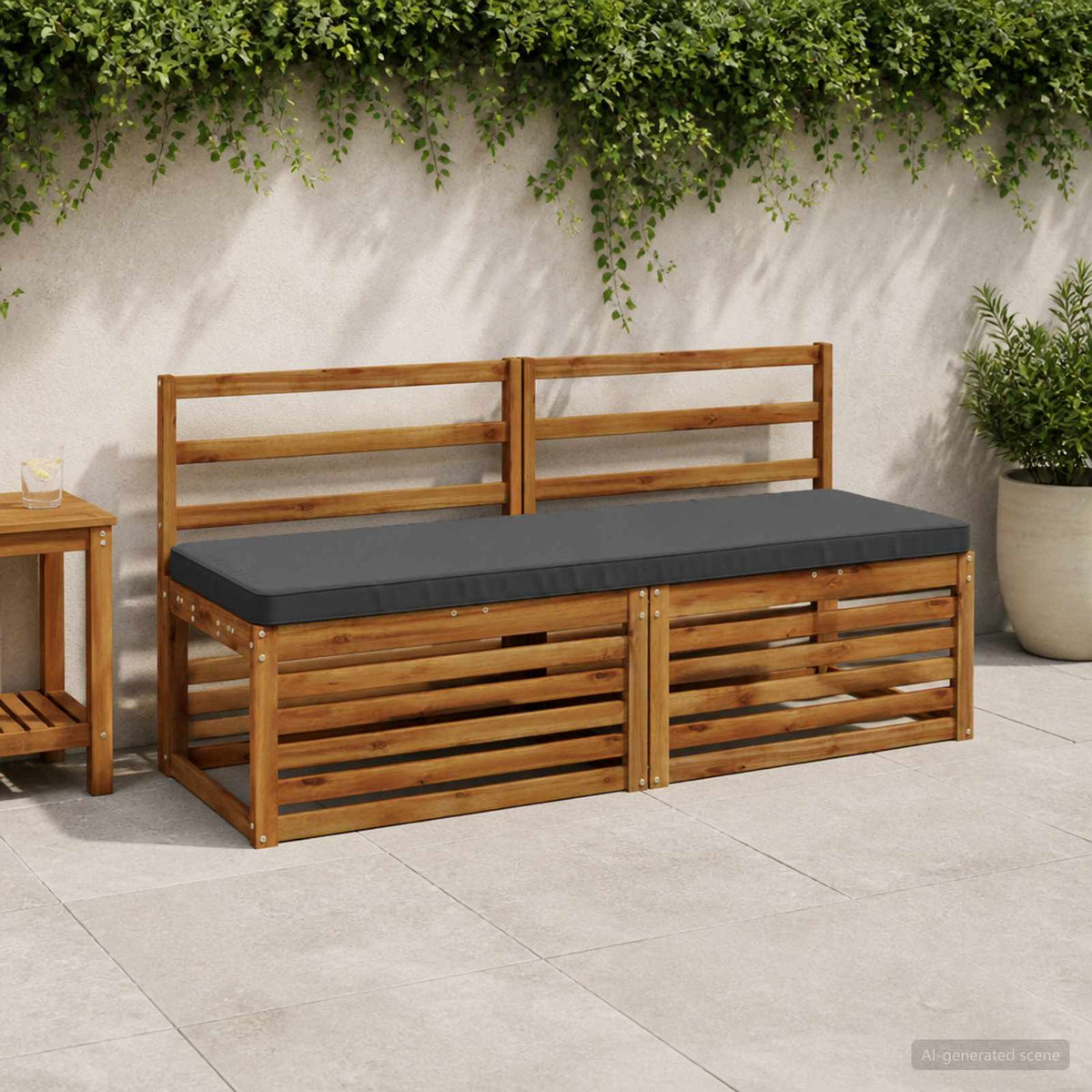 1-Piece Bench Cushion VUGHT 100% Polyester Anthracite