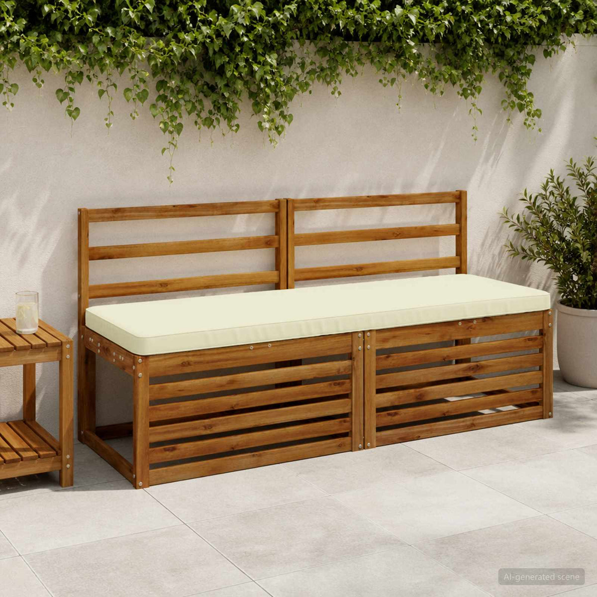 2-Piece Bench Cushions VUGHT 2 pcs 100% Polyester Cream