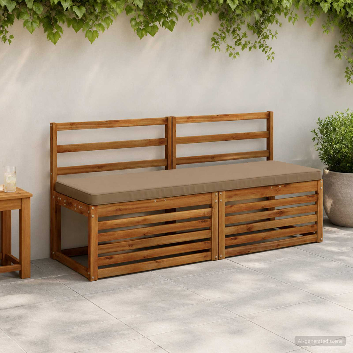 2-Piece Bench Cushions VUGHT 2 pcs 100% Polyester Taupe