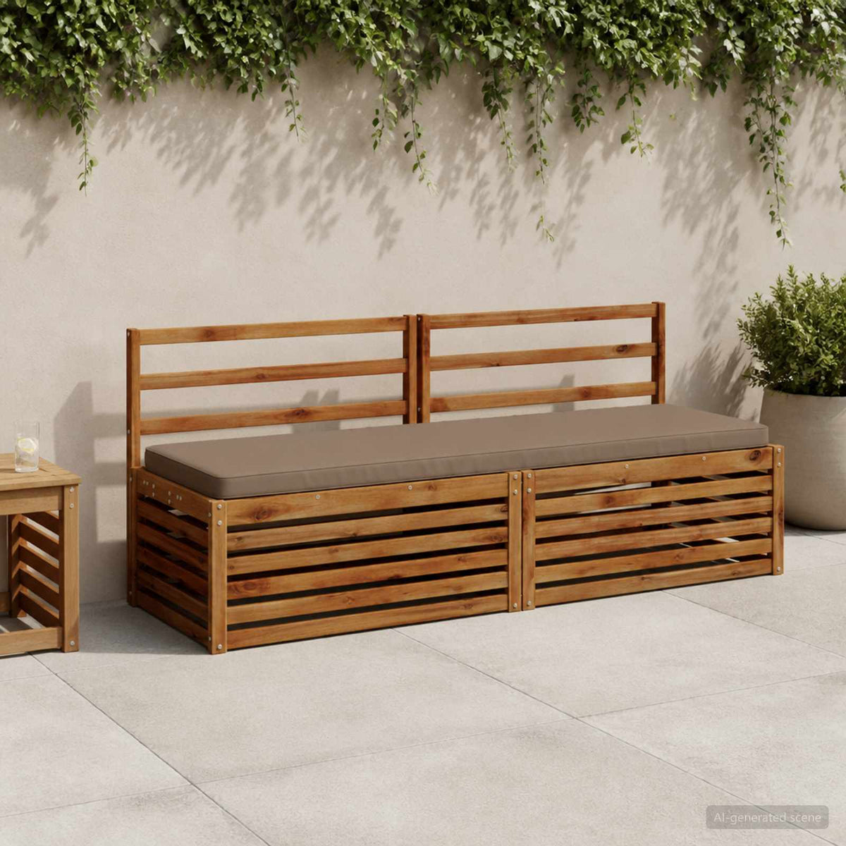 1-Piece Bench Cushion VUGHT 100% Polyester Taupe
