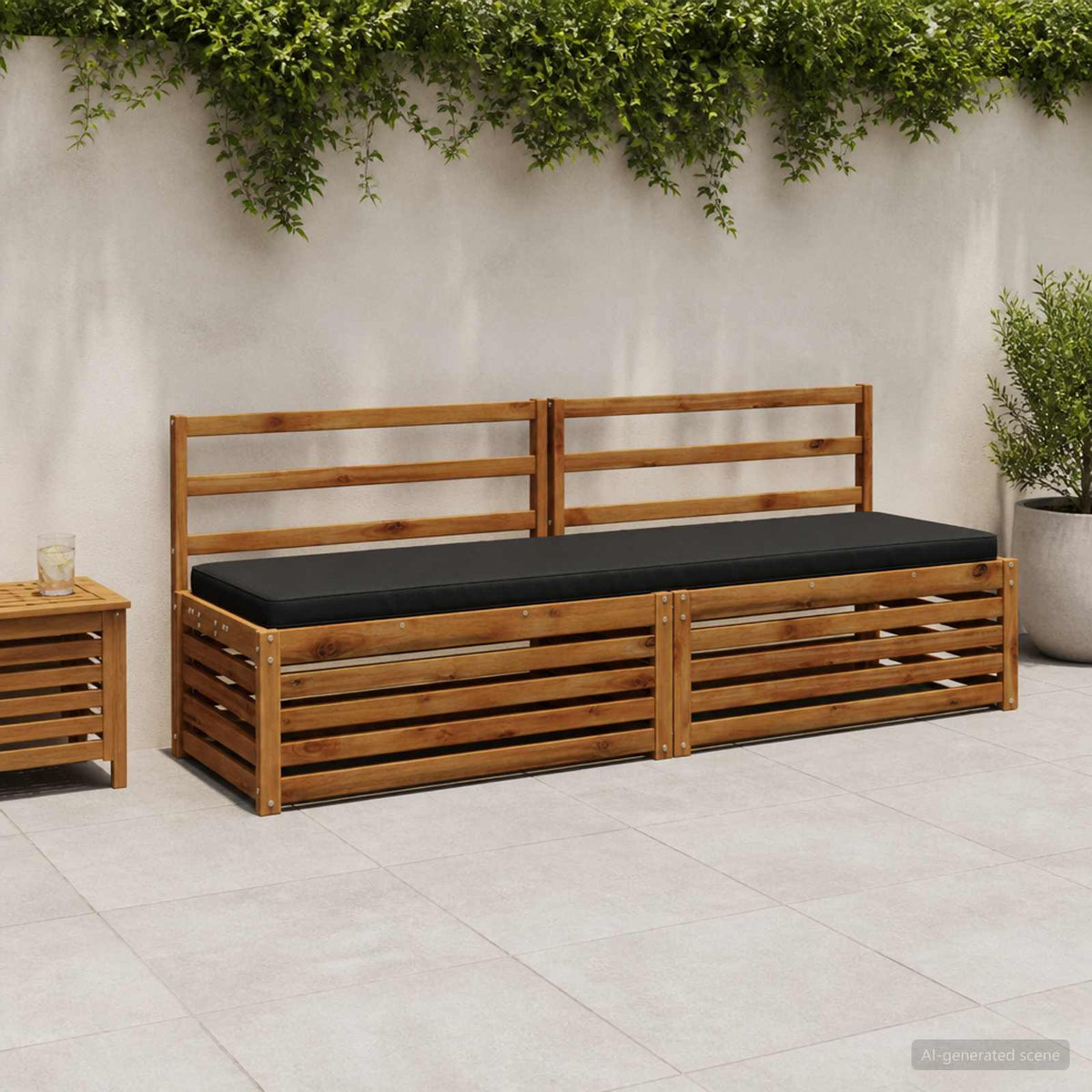 1-Piece Bench Cushion VUGHT 100% Polyester Black