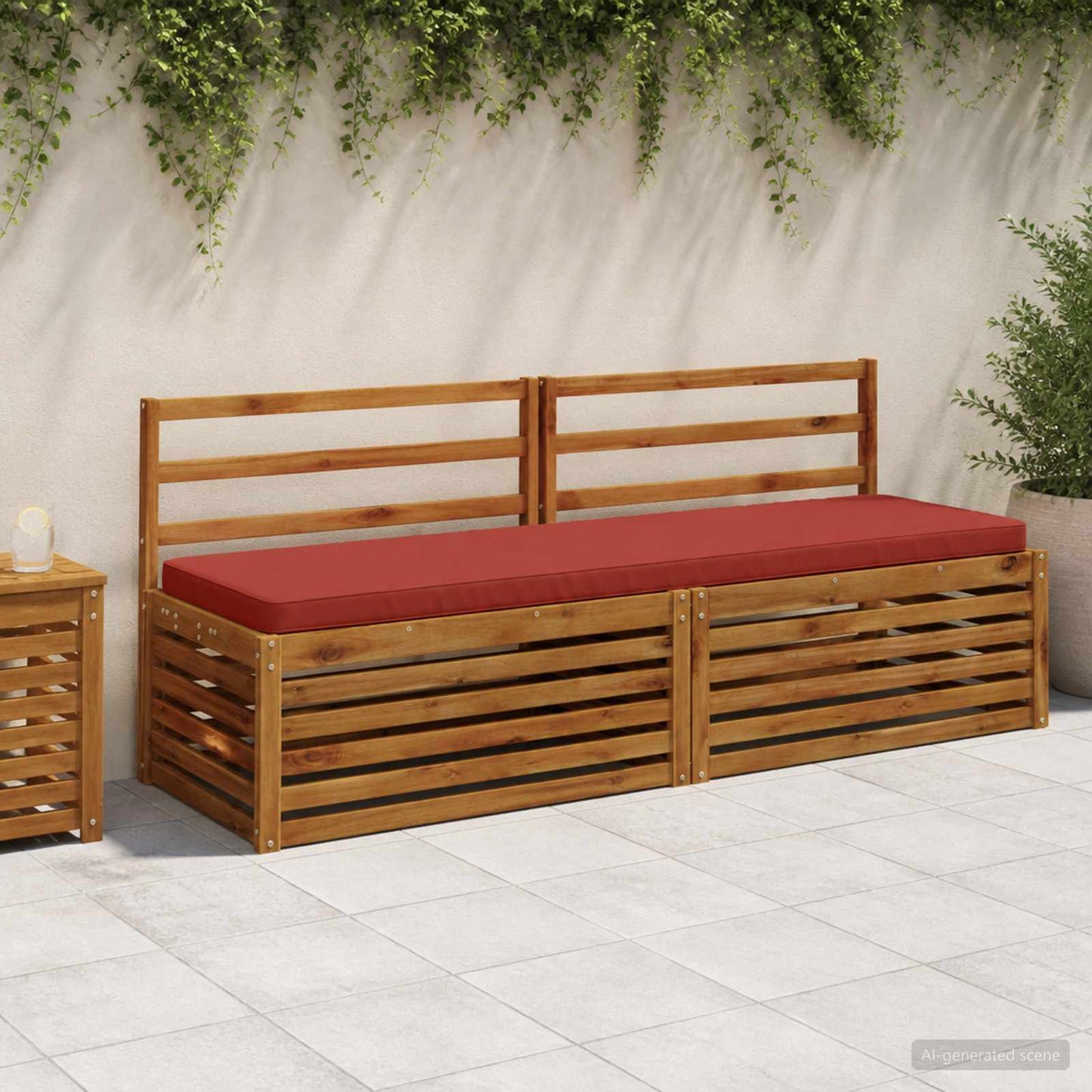 1-Piece Bench Cushion VUGHT 100% Polyester Red 200 x 50 x 5 cm