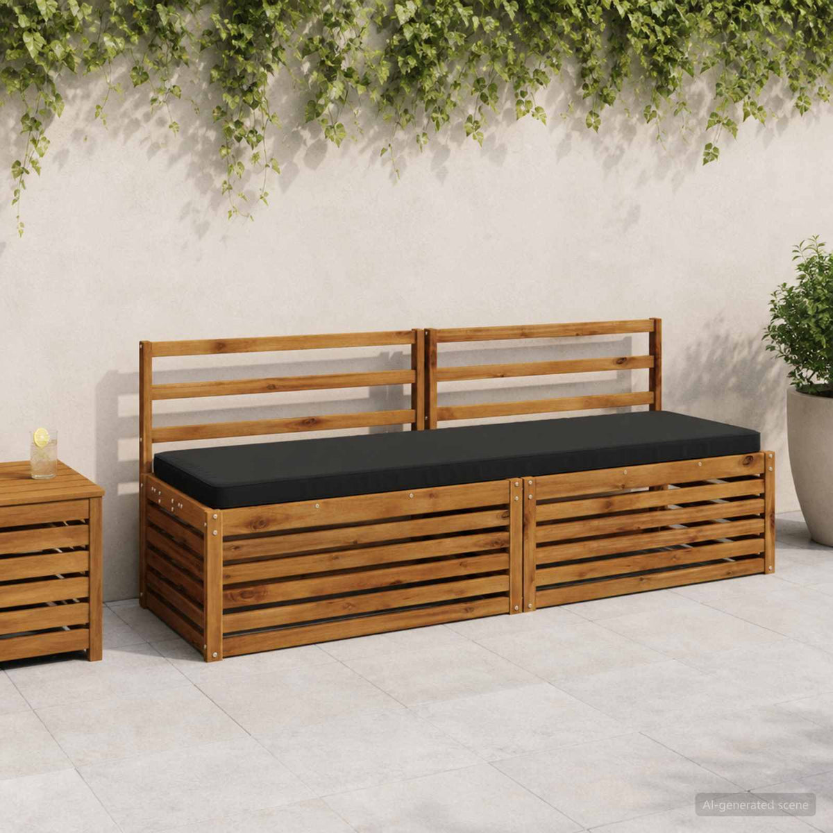 2-Piece Bench Cushions VUGHT 2 pcs 100% Polyester Black
