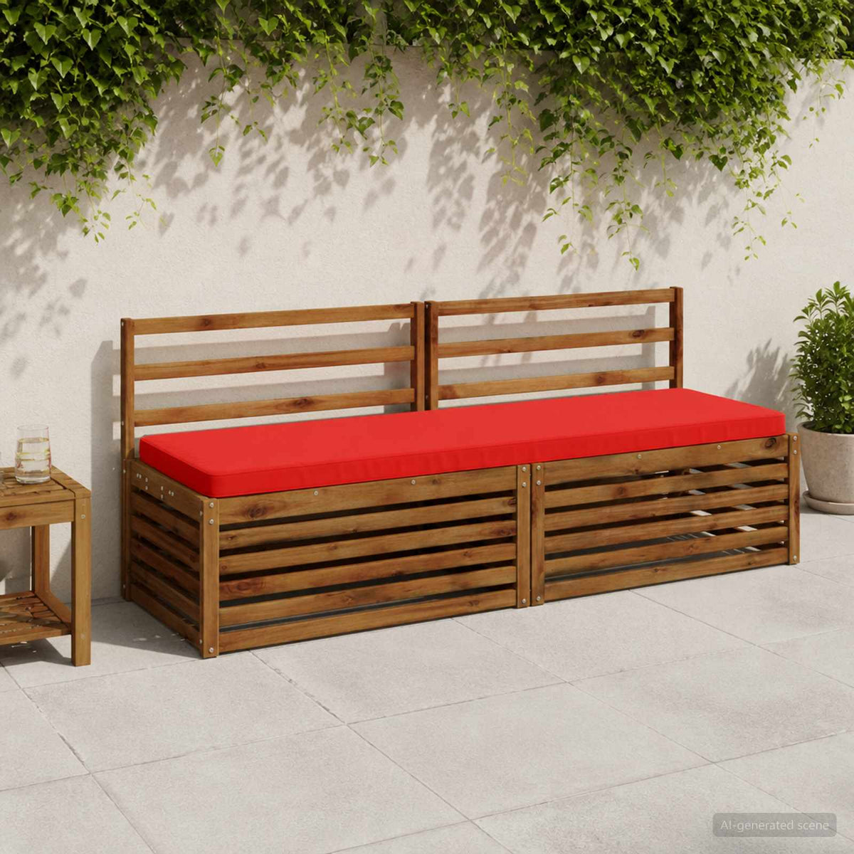 1-Piece Bench Cushion VUGHT 100% Polyester Red 200 x 50 x 5 cm