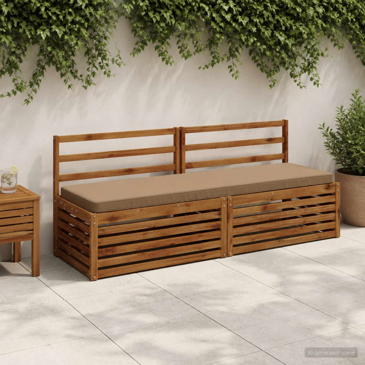 1-Piece Bench Cushion VUGHT 100% Polyester Taupe