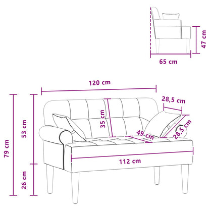 Loveseat with button tufted Black 47.24 x 25.59 x 31.10 in
