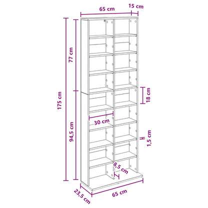 CD Cabinet White 65 x 23.5 x 175 cm Engineered Wood
