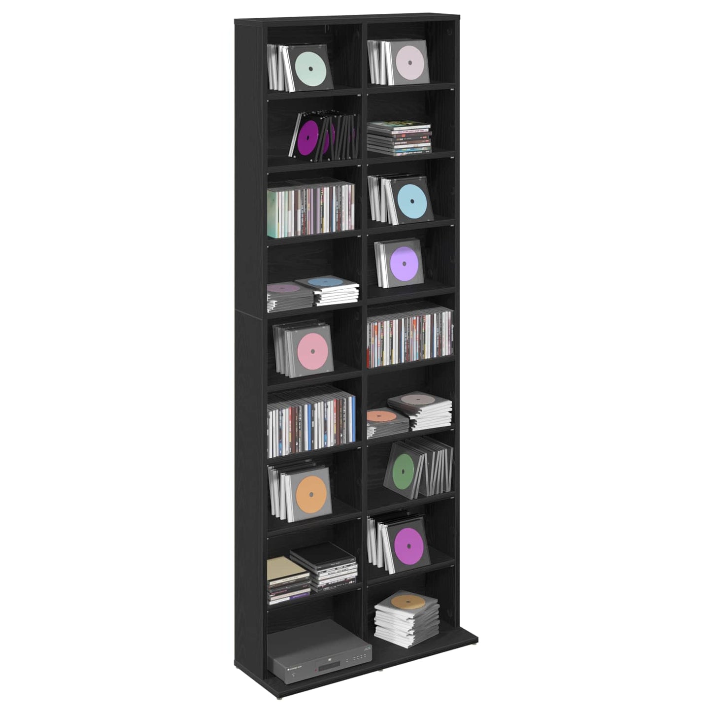 CD Cabinet Black Oak 65 x 23.5 x 175 cm Engineered Wood