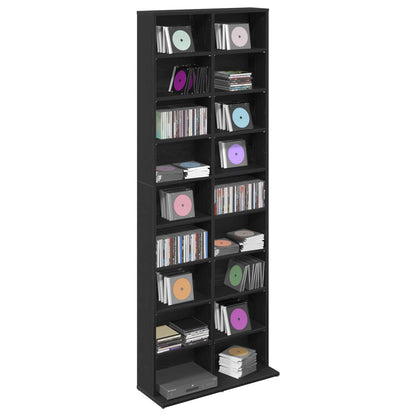 CD Cabinet Black Oak 65 x 23.5 x 175 cm Engineered Wood