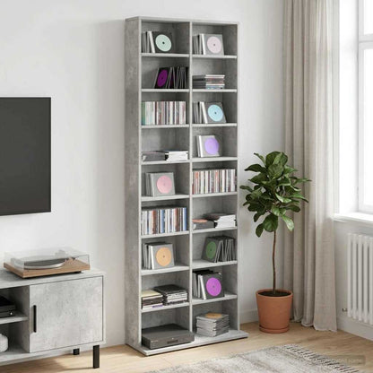 CD Cabinet Concrete Grey 65 x 23.5 x 175 cm Engineered Wood