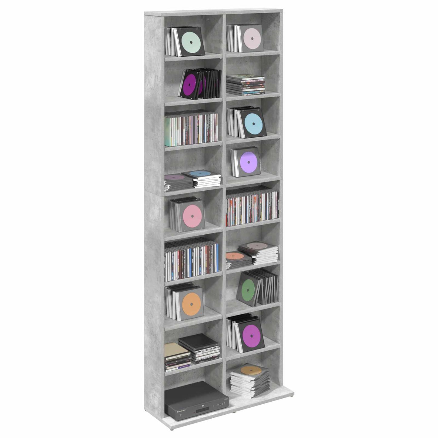CD Cabinet Concrete Grey 65 x 23.5 x 175 cm Engineered Wood