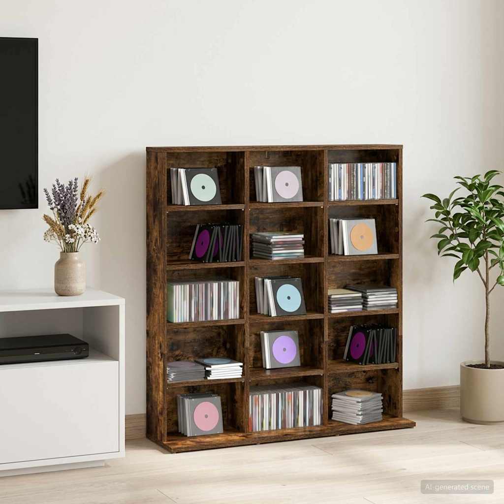 CD Cabinet Smoked Oak 96 x 23.5 x 97.5 cm Engineered Wood