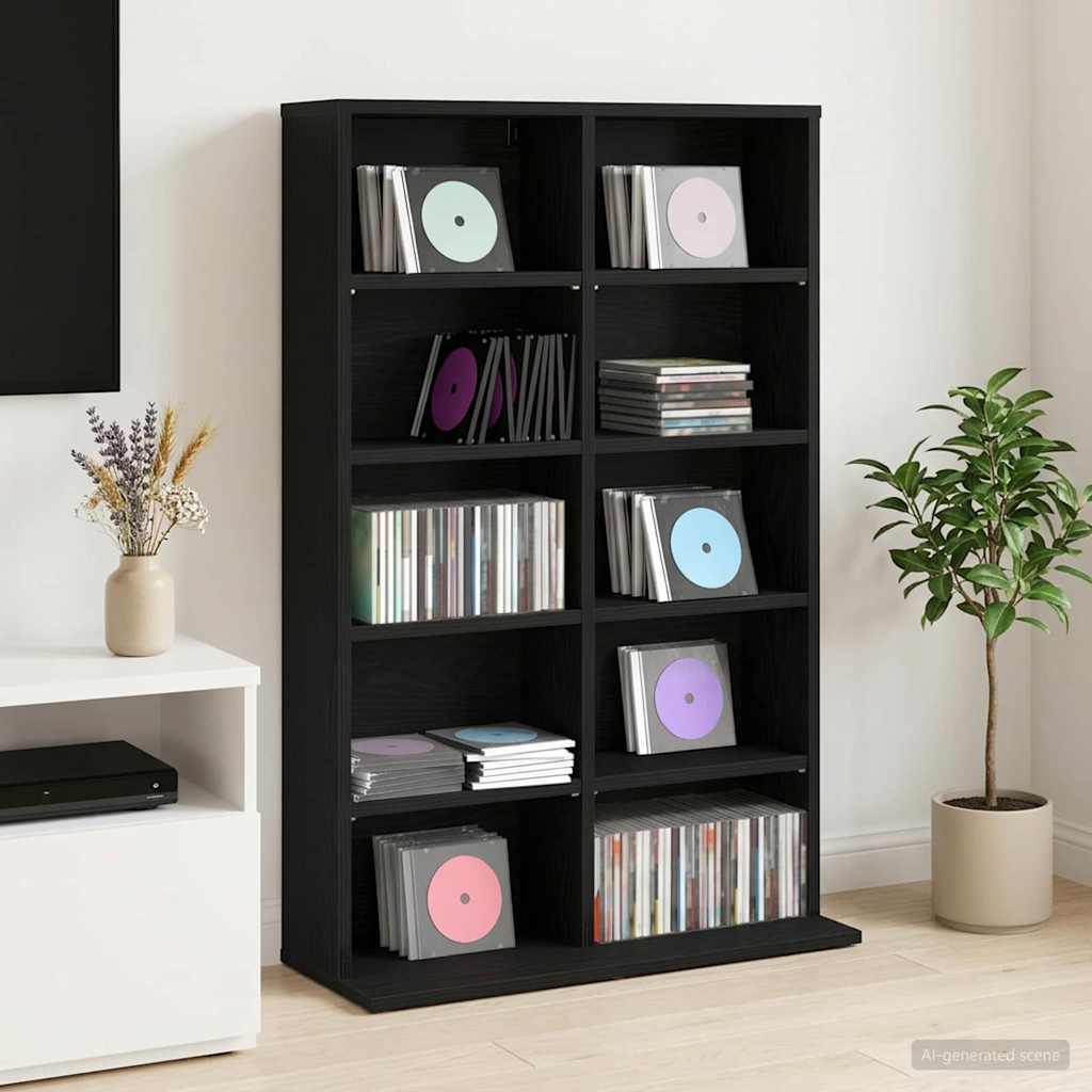 CD Cabinet Black Oak 65 x 23.5 x 97.5 cm Engineered Wood