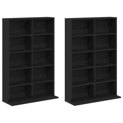 CD Cabinet 2 pcs Black Oak 65 x 23.5 x 97.5 cm Engineered Wood