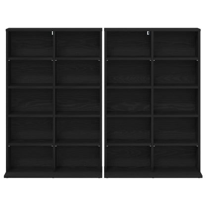 CD Cabinet 2 pcs Black Oak 65 x 23.5 x 97.5 cm Engineered Wood