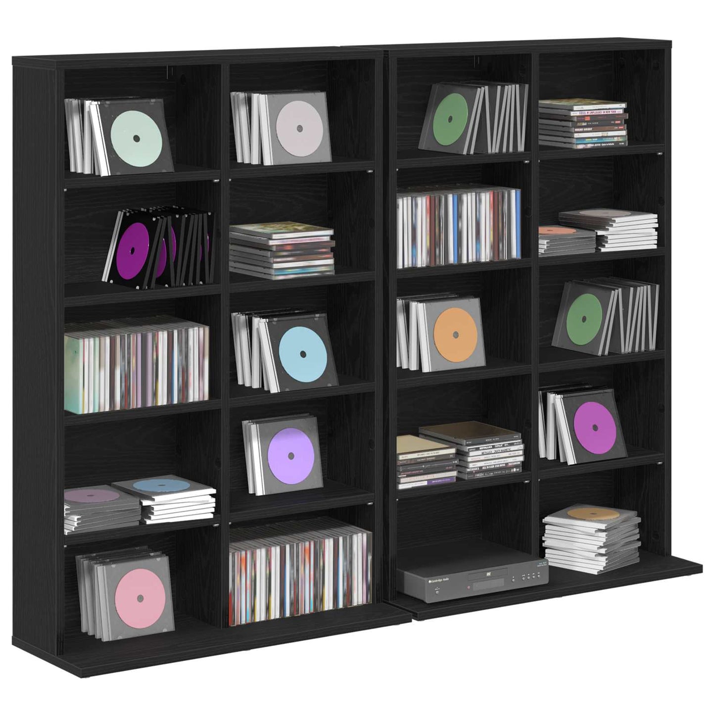 CD Cabinet 2 pcs Black Oak 65 x 23.5 x 97.5 cm Engineered Wood