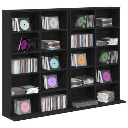 CD Cabinet 2 pcs Black Oak 65 x 23.5 x 97.5 cm Engineered Wood