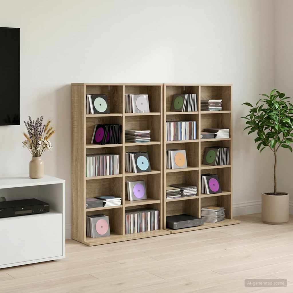 CD Cabinet 2 pcs Sonoma Oak 65 x 23.5 x 97.5 cm Engineered Wood
