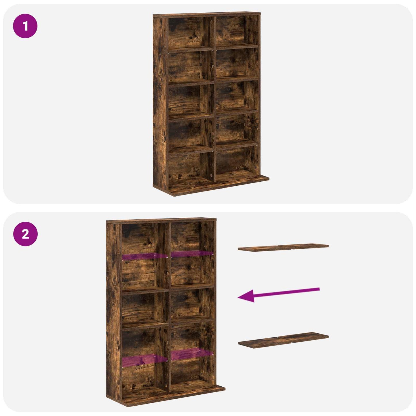 CD Cabinet Smoked Oak 65 x 23.5 x 97.5 cm Engineered Wood