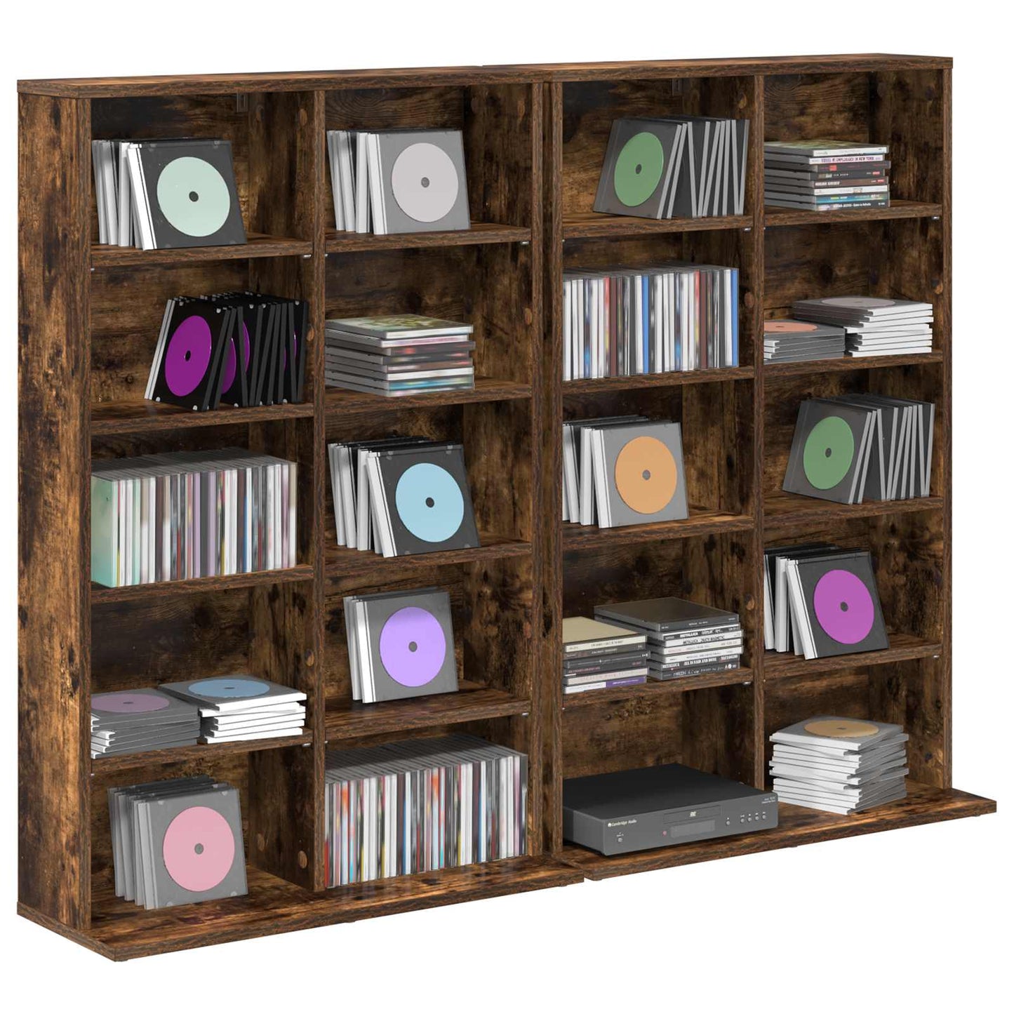CD Cabinet 2 pcs Smoked Oak 65 x 23.5 x 97.5 cm Engineered Wood
