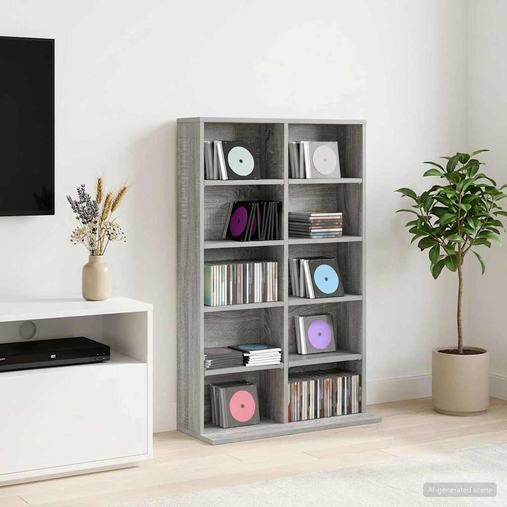 CD Cabinet Grey Sonoma 65 x 23.5 x 97.5 cm Engineered Wood